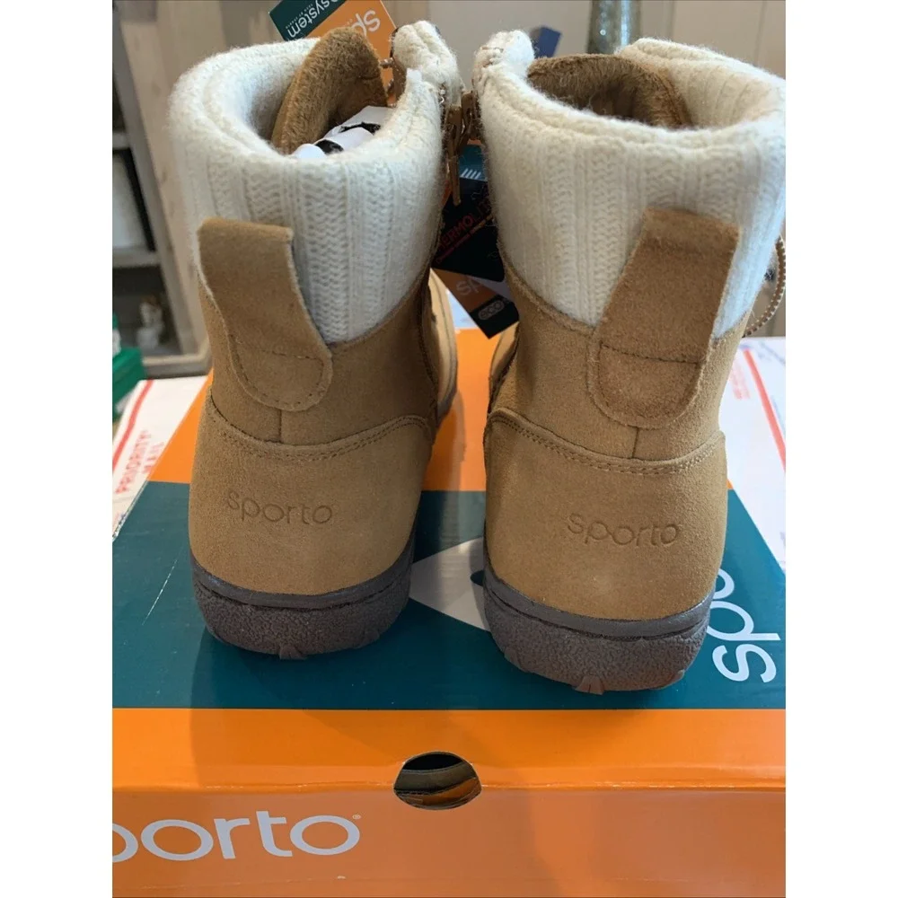 Sporto® Boho Ankle Boot Womens Suede Zip/Lace-Up Camel 8 1/2M‎ Water Resistant